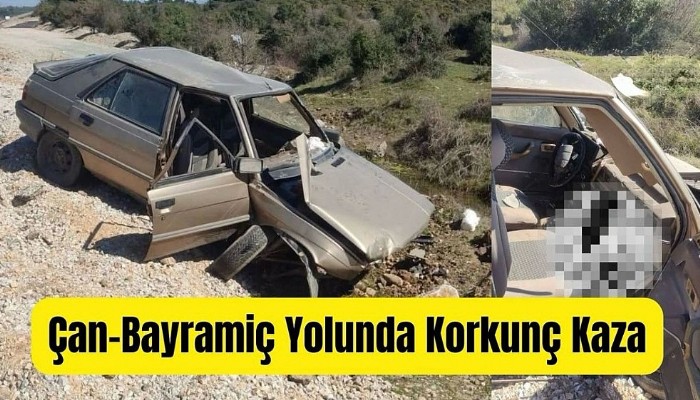 Çan-Bayramiç Yolu'nda Korkunç Kaza: Otomobil Şarampole Uçtu, Sürücü Sıkıştı!