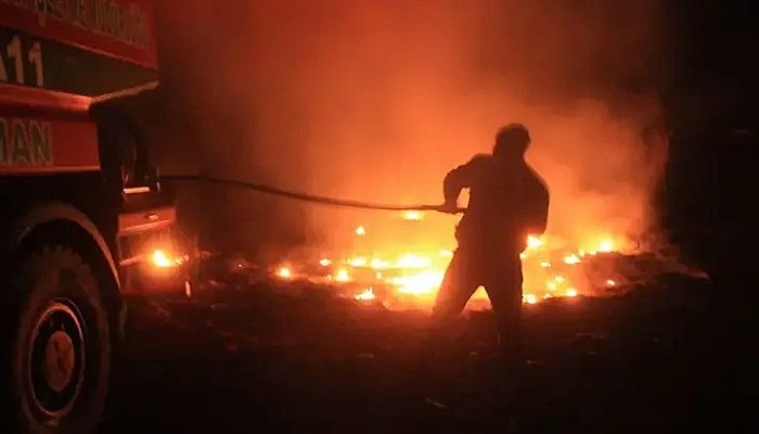 Çanakkale'nin Bayramiç ilçesinde meyve çiftliğinde yangın çıktı. 